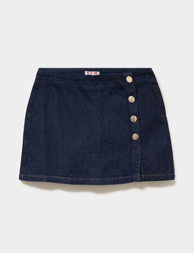 Jupe-short en jean avec boutons denim brut femme