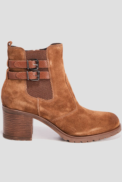 Bottines en cuir marron femme