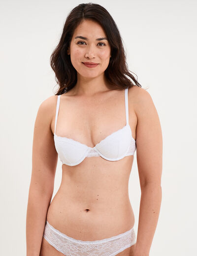Soutien-gorge corbeille coques dentelle blanc femme