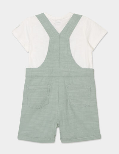 Ensemble salopette et t-shirt coton vert pastel bébé garçon