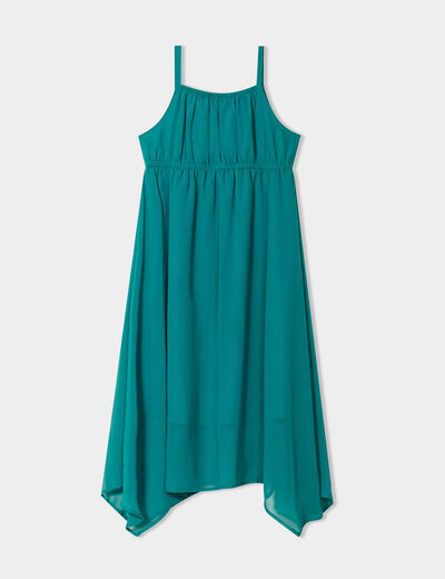 Robe longue fluide &agrave; bretelles vert menthe fille