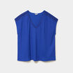 T-shirt bandes dentelle col en V bleu electrique femme grande taille