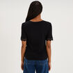Blouse manches courtes col V dentelle noir femme