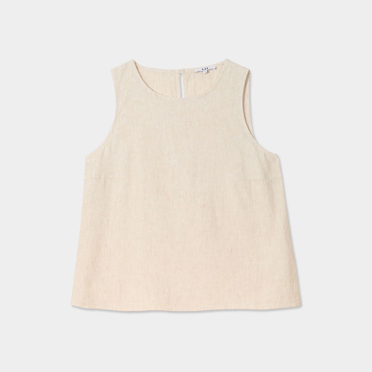 Blouse sans manches lin mélangé beige femme