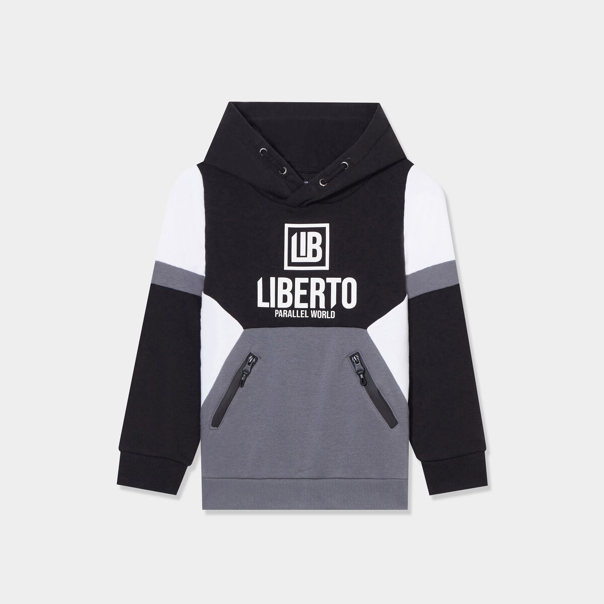 Sweat à capuche hoodie Liberto gris garçon