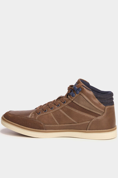 Baskets montantes &agrave; lacets marron clair homme
