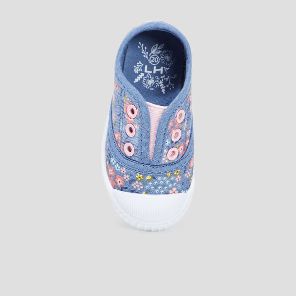 Tennis en toile élastiquées bleu bébé fille