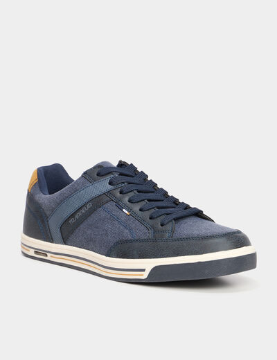 Tennis toile à lacets bleu homme