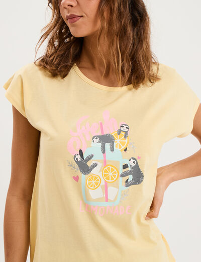 Ensemble pyjama coton majoritaire short jaune clair femme