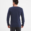 T-shirt col tunisien manches longues bleu marine homme