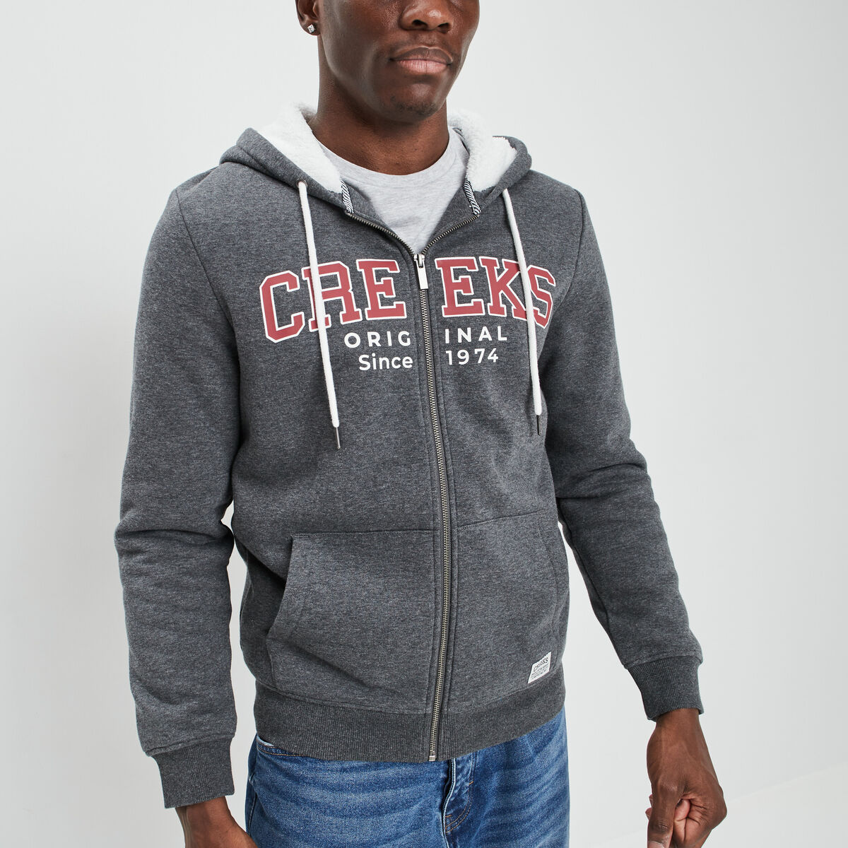 Sweat zippé à capuche Creeks gris foncé homme