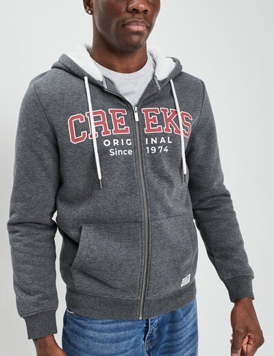 Sweat zippé à capuche Creeks gris foncé homme