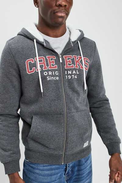 Sweat zippé à capuche Creeks gris foncé homme