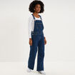 Salopette en jean jambe large coton bleu fonc&eacute; femme