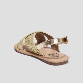 Sandales brides tressées jaune or fille