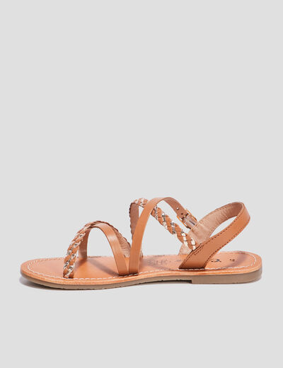 Sandales en cuir Creeks camel fille