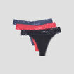 Lot 3 strings en coton bleu gris femme