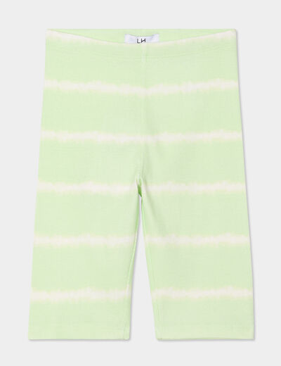 Legging cycliste côtelé coton vert anis fille