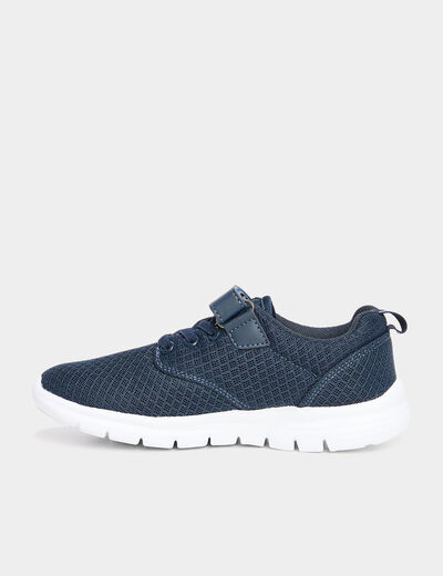 Baskets running à scratchs bleu marine garçon