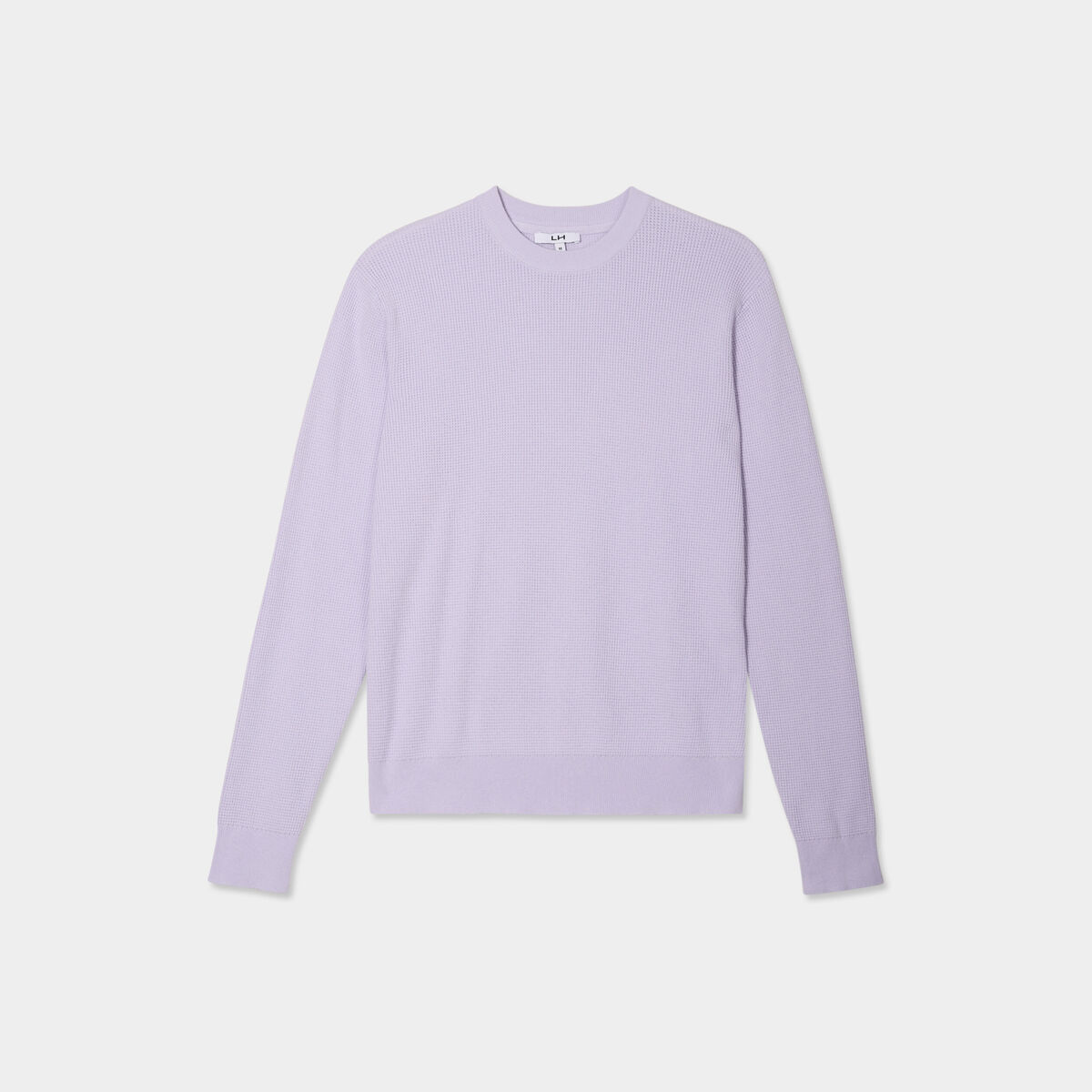Pull en maille textur&eacute;e col rond parme homme