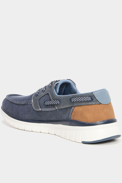 Chaussures bateau en jean bleu homme
