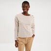 T-shirt marini&egrave;re col rond avec boutons ecru femme