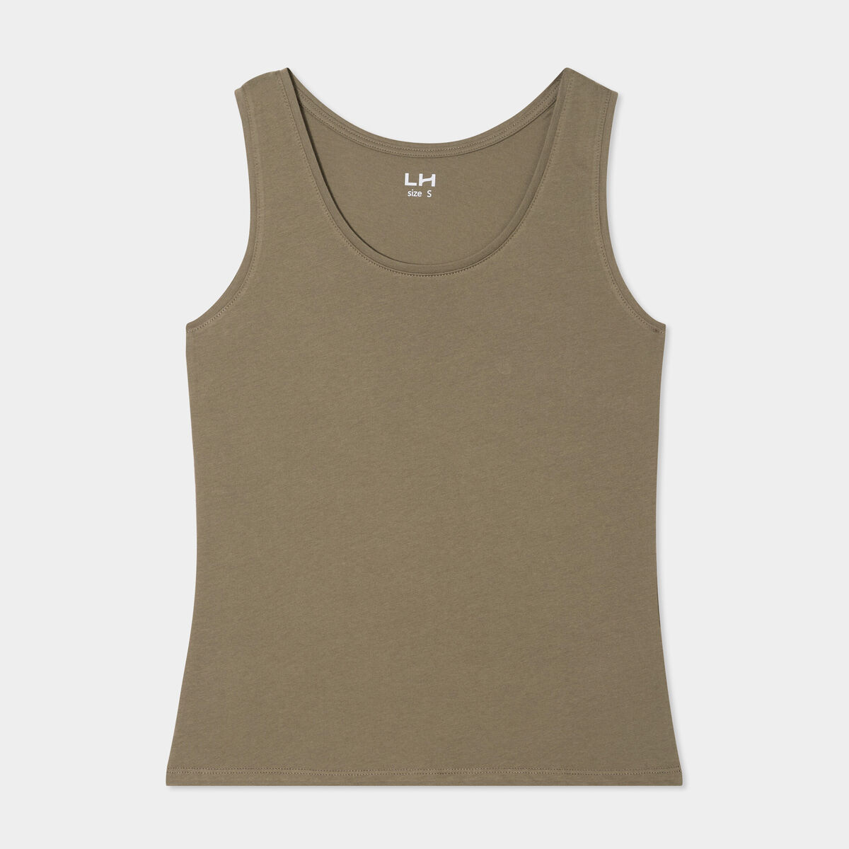 Débardeur bretelles larges coton vert kaki femme