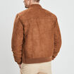 Blouson col motard en su&eacute;dine zipp&eacute; camel homme