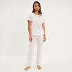 Ensemble pyjama t-shirt pantalon coton ecru femme