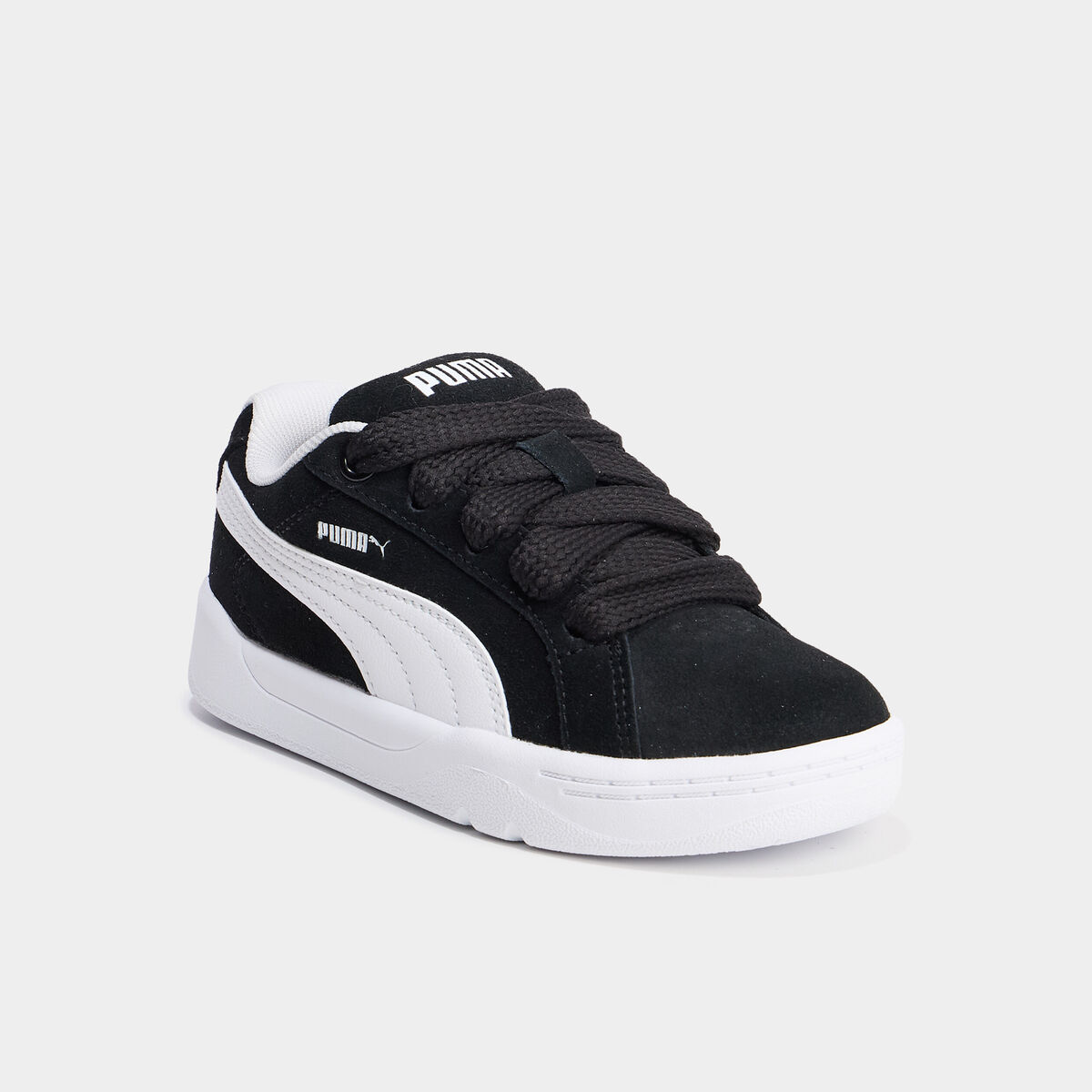 Baskets basses &agrave; lacets en cuir Puma noir gar&ccedil;on