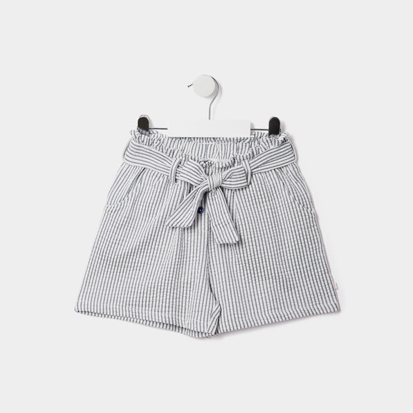 Short slouchy ceinturé taille élastiquée bleu marine fille