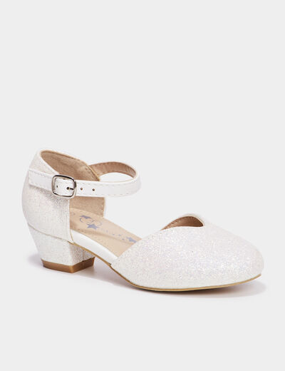 Babies à talons paillettes blanc fille