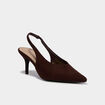 Escarpins slingback &agrave; talons aiguilles marron fonc&eacute; femme