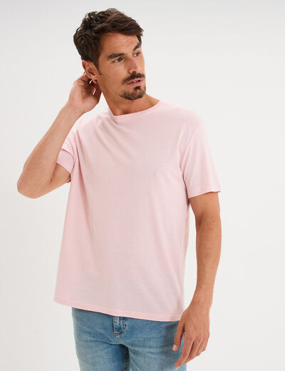 T-shirt droit en coton manches courtes rose pastel homme