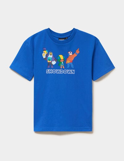 T-shirt col rond coton Brawl Stars bleu marine gar&ccedil;on
