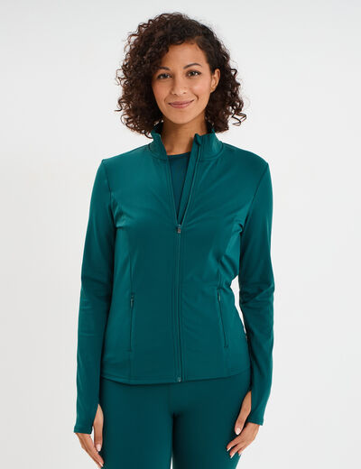 Veste de sport ajustée avec fermeture vert canard femme