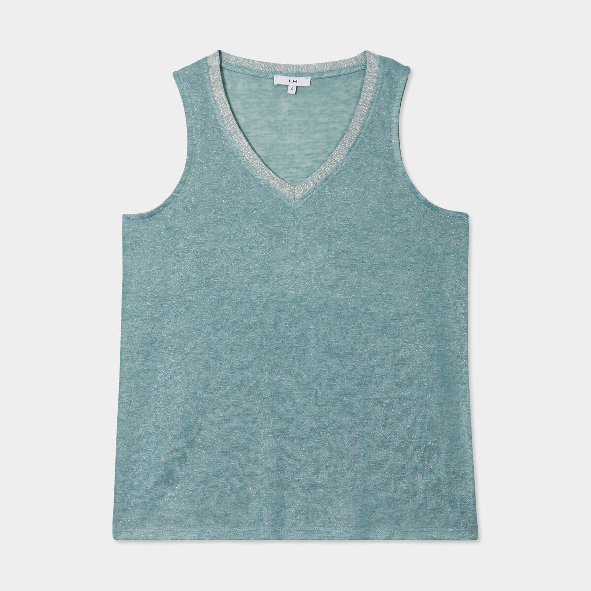 Débardeur col en V sans manches bleu gris femme