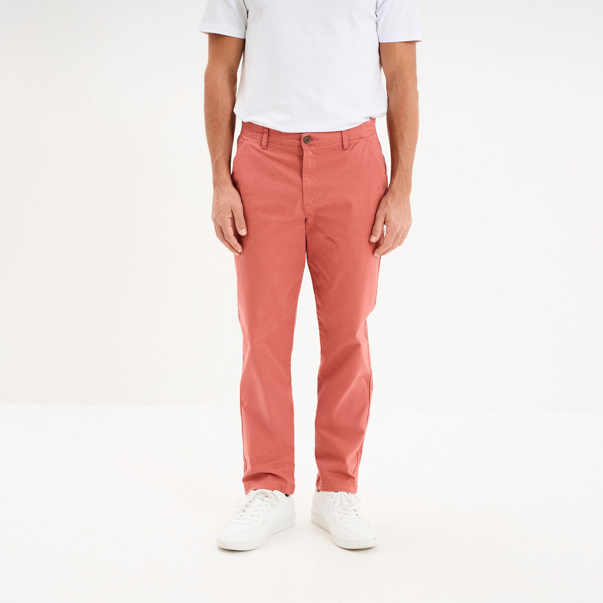 Pantalon chino droit stretch vieux rose homme