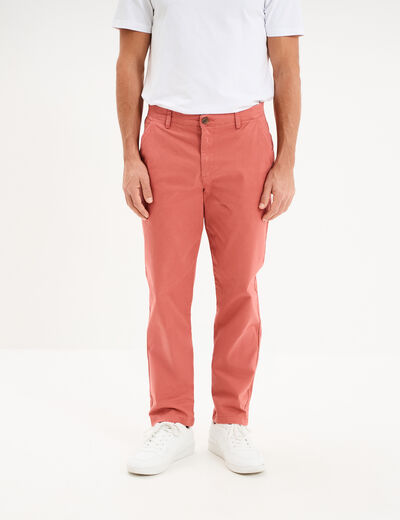 Pantalon chino droit stretch vieux rose homme