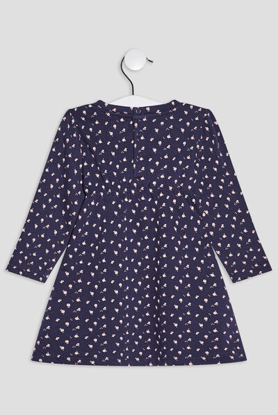 Robe droite molletonnée bleu marine bébé fille
