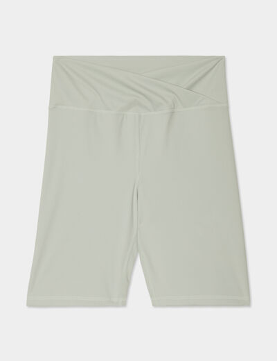Legging court cycliste stretch taille V vert pastel femme