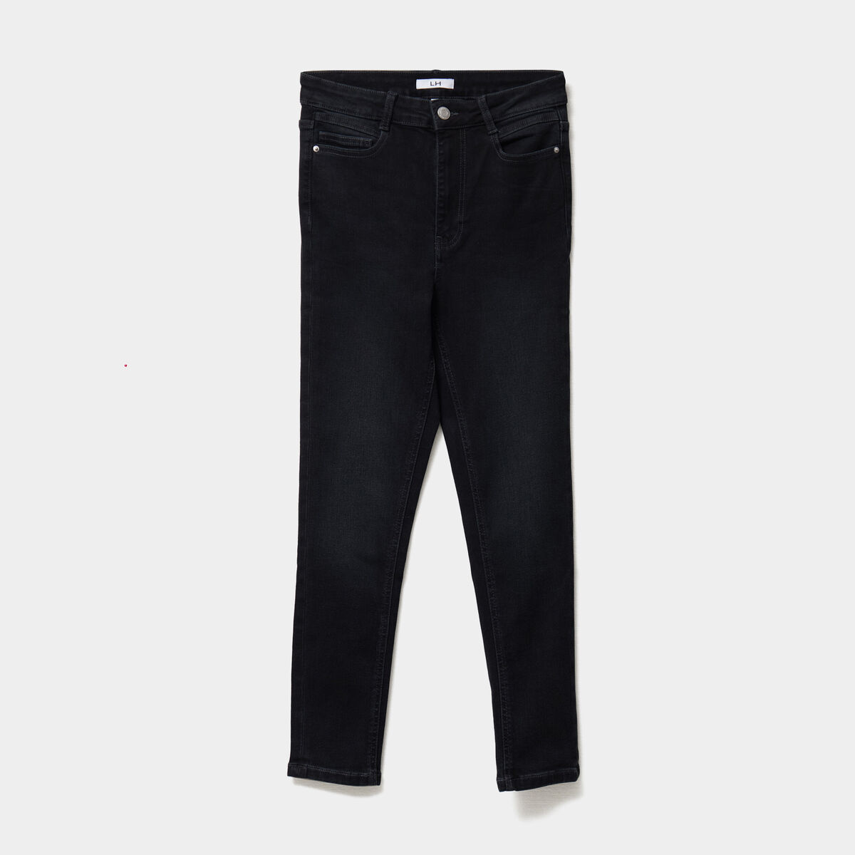 Jeans skinny taille haute cropped denim noir femme