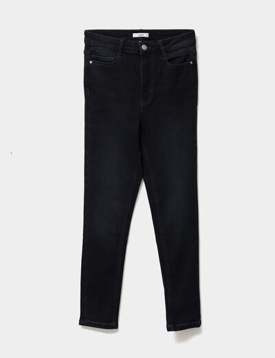 Jeans skinny taille haute cropped denim noir femme