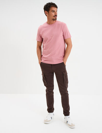 T-shirt en coton manches courtes vieux rose homme