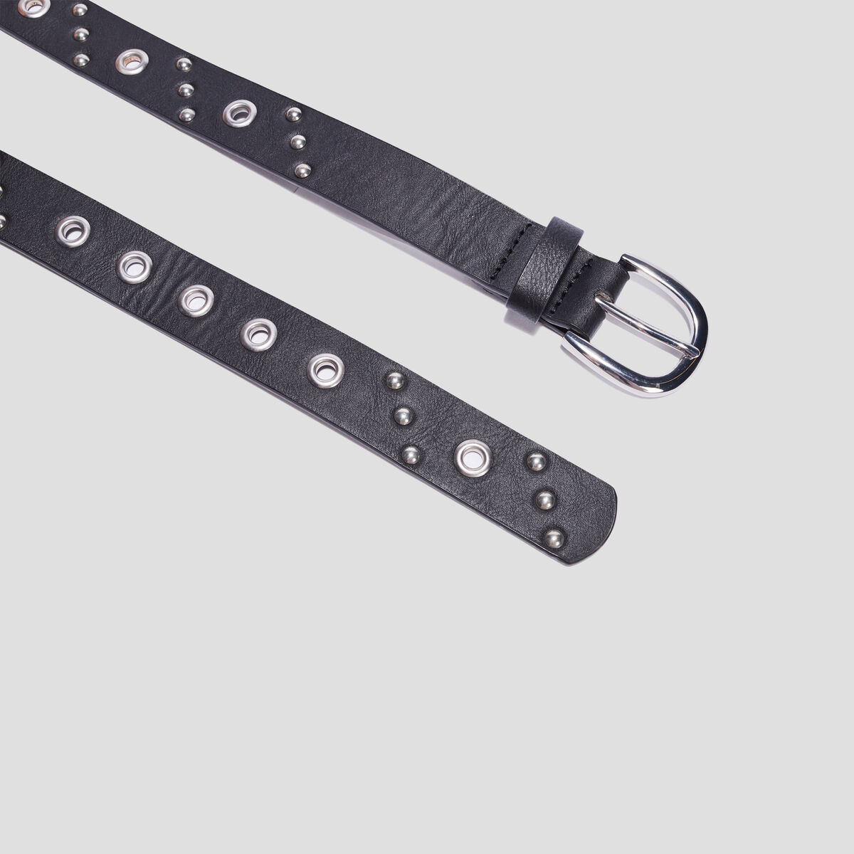 Ceinture à clous et oeillets noir femme