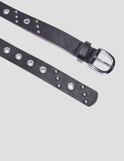 Ceinture à clous et oeillets noir femme
