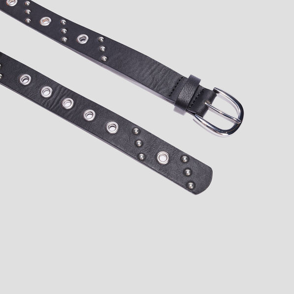 Ceinture à clous et oeillets noir femme