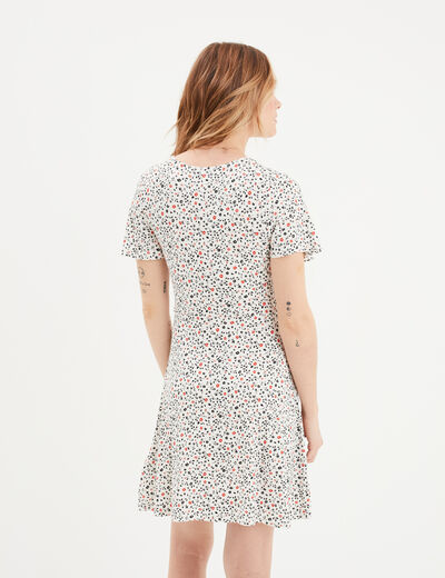 Robe patineuse manches courtes ecru femme