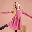 Robe tricot évasée manches longues prune fille