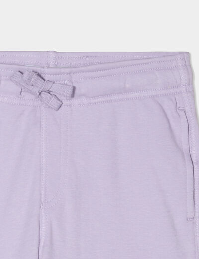 Short jogging droit taille élastiquée mauve garçon